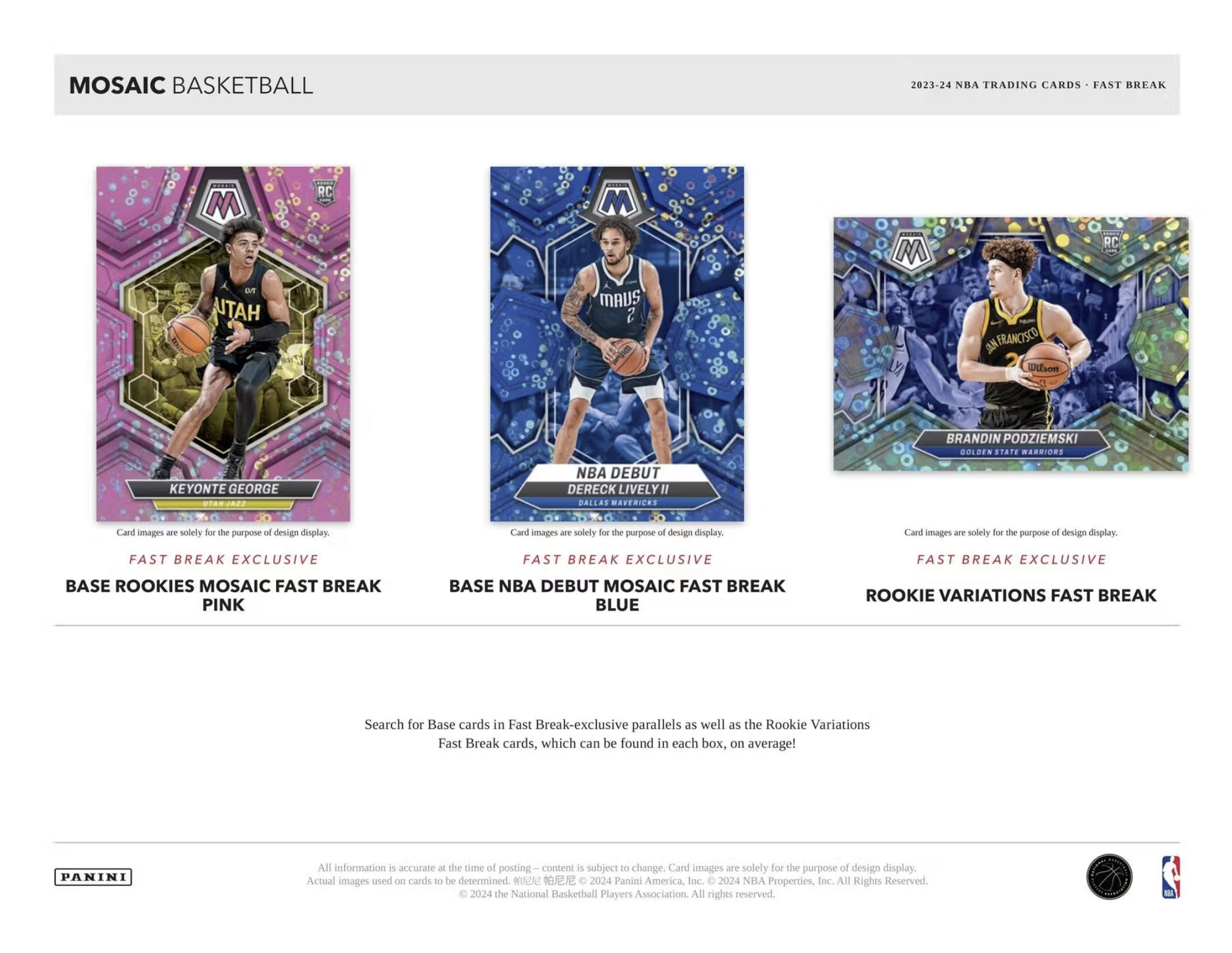 2023/24 Panini Basketball Mosaic Fast Break Hobby Box - Private NBA Break